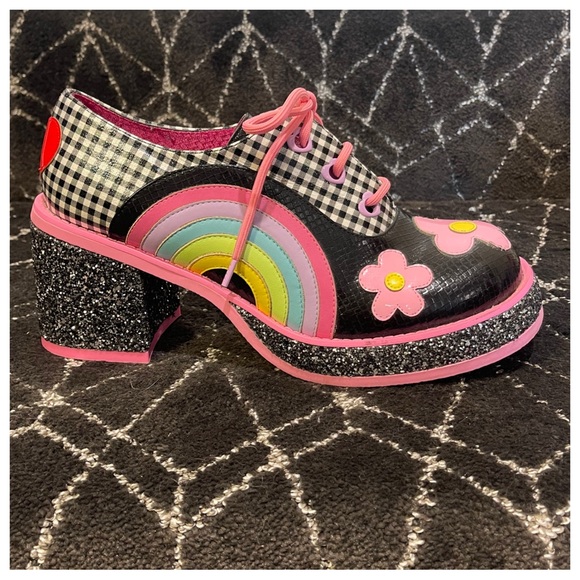 RAINBOWS & LOVE IRREGULAR CHOICE 70S PLATFORMS - Picture 7 of 16